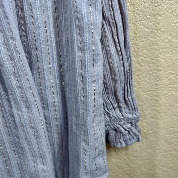 Peek Shiloh Floral Gray Embroidered Metallic Striped Long Sleeve Dress Girls 10 - Picture 16 of 16